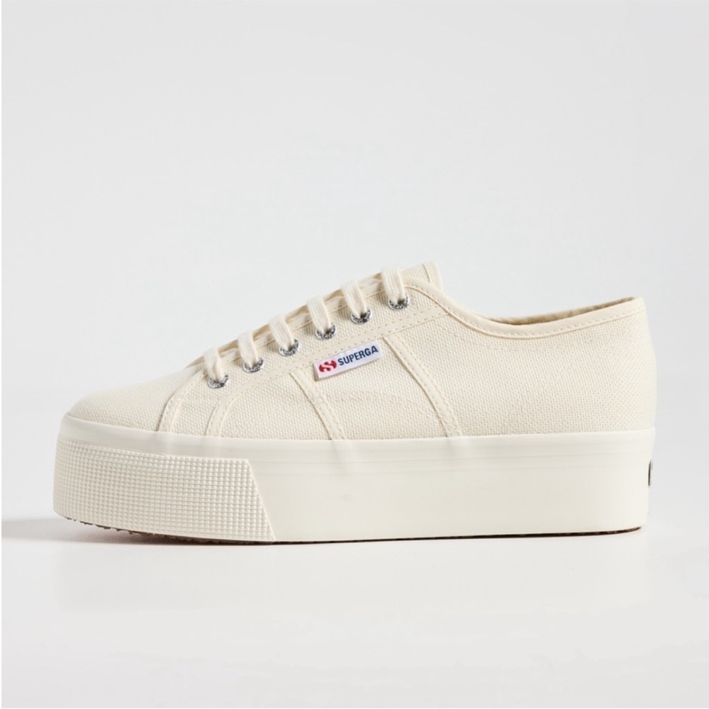 Superga Women's 2790 Beige-Natural Canvas Platform Sneaker—7.5 - Picture 5 of 13